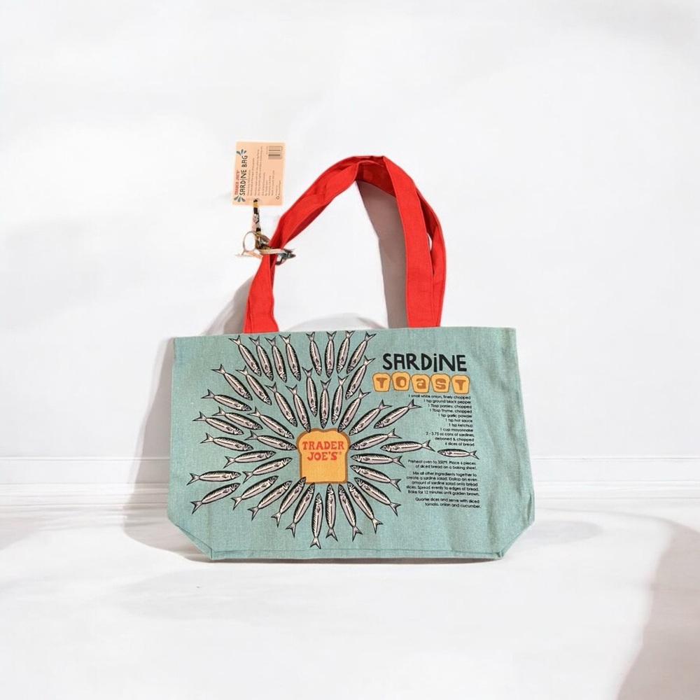 Trader Joe’s Cotton Canvas Sardines Shopping Bag Tote NWT - Picture 2 of 3